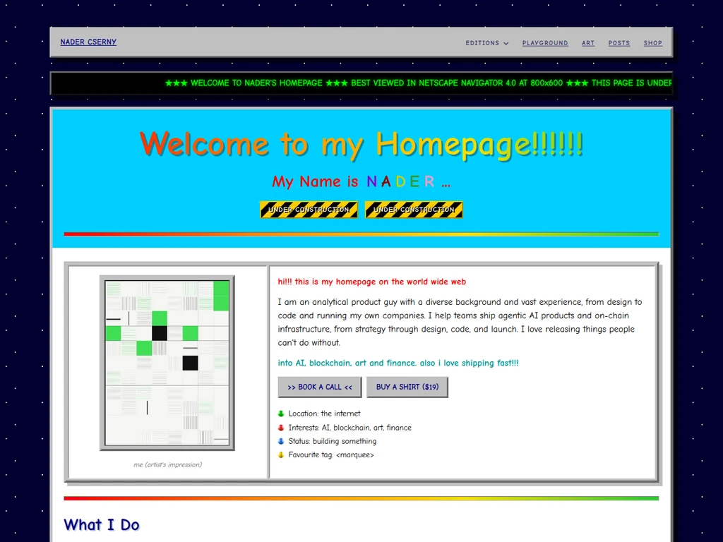 The 90ies edition of the nader.io front page