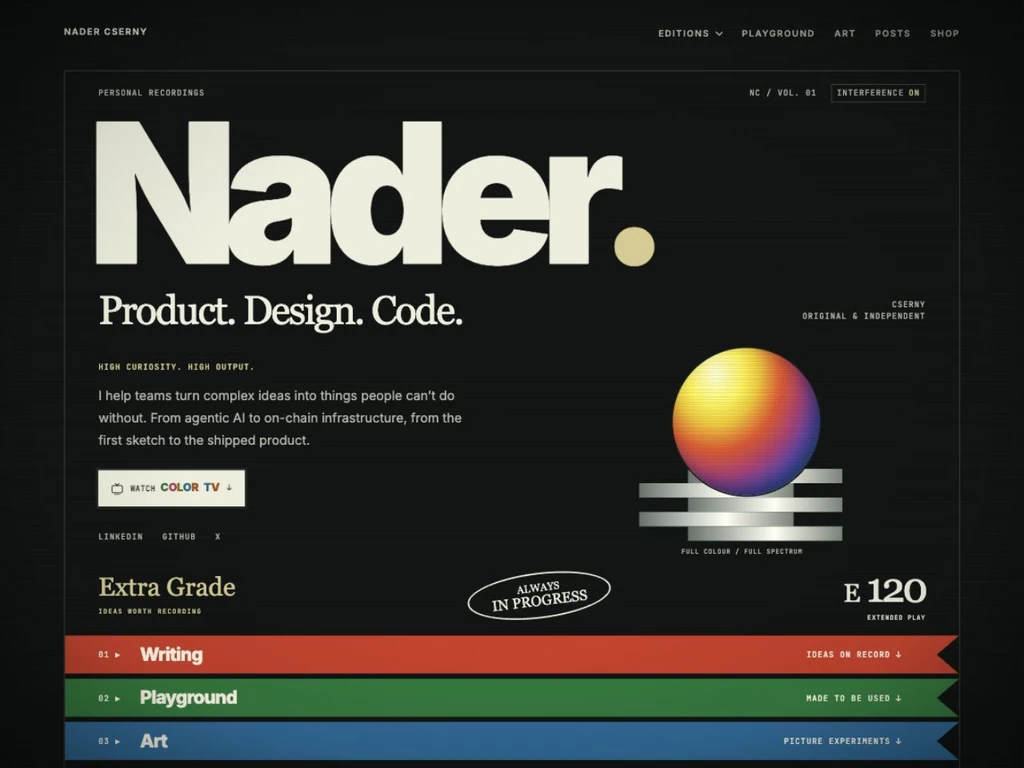 The videotape edition of the nader.io front page
