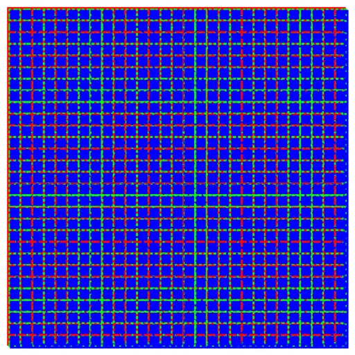 Minimal grid of shifting colours and pixel-perfect rhythm
