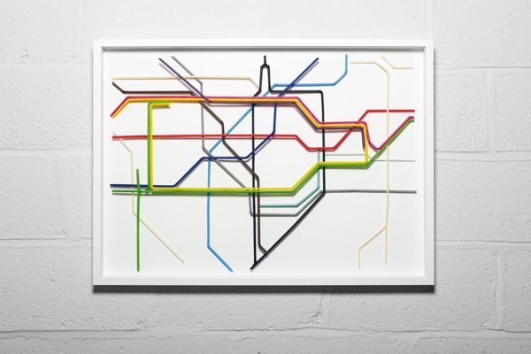 London Tube Map Built With Drinking Straws