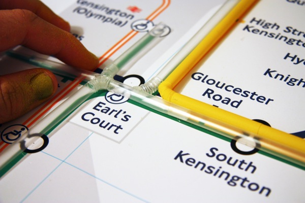 London Tube Map Built With Drinking Straws