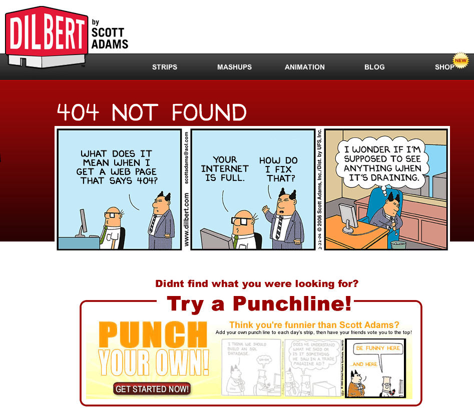Funny 404 Error Not Found Page