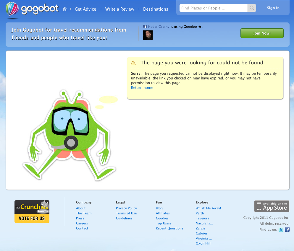Site-Wide Links 404 Page