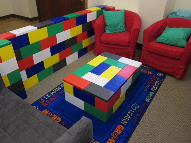 Table with "Lego" Bricks
