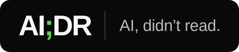 Black label reading AI;DR, divider, AI didn't read