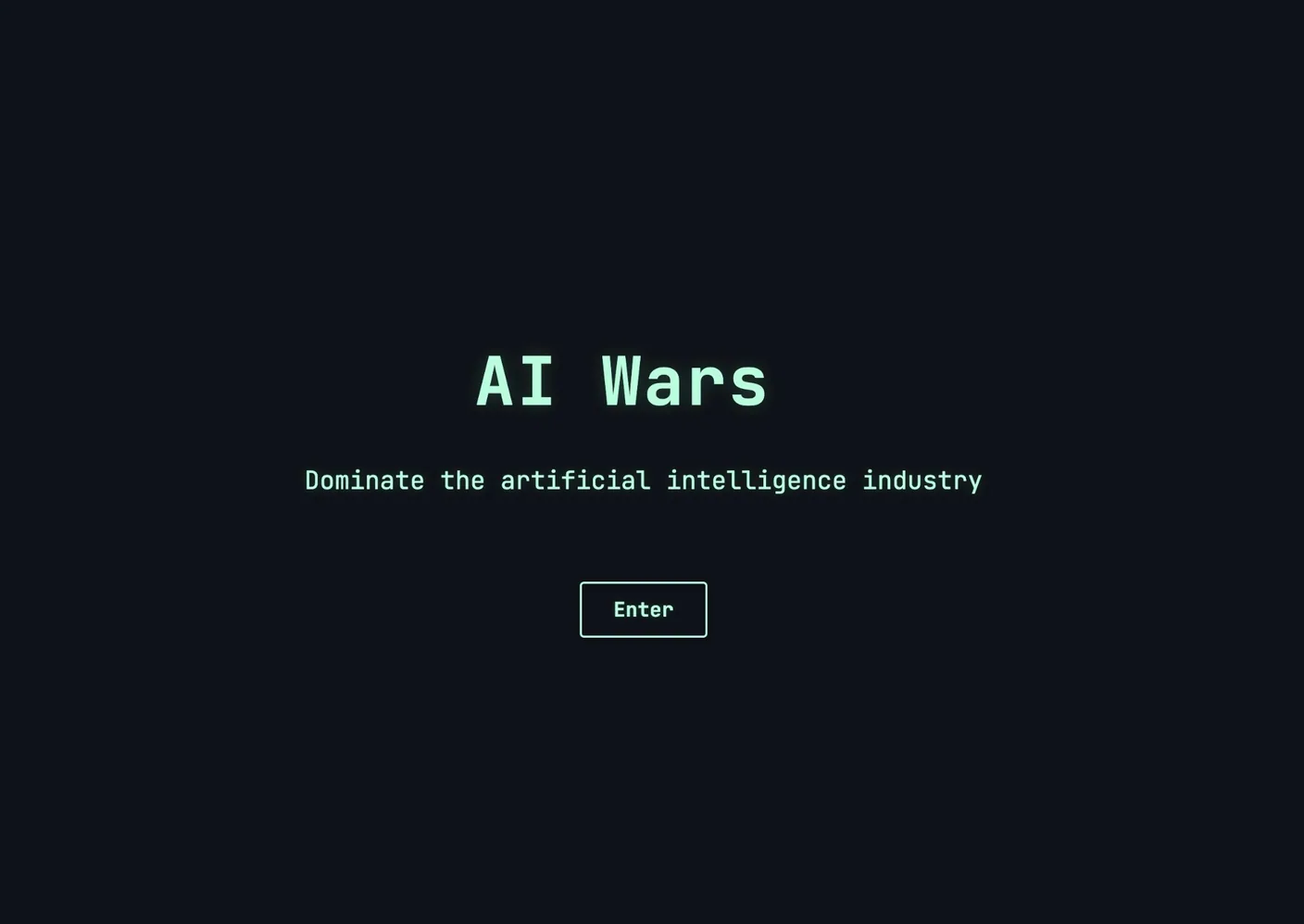 AI Wars title screen with Enter button