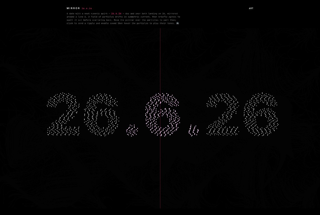 The particles briefly spelling 26.6.26