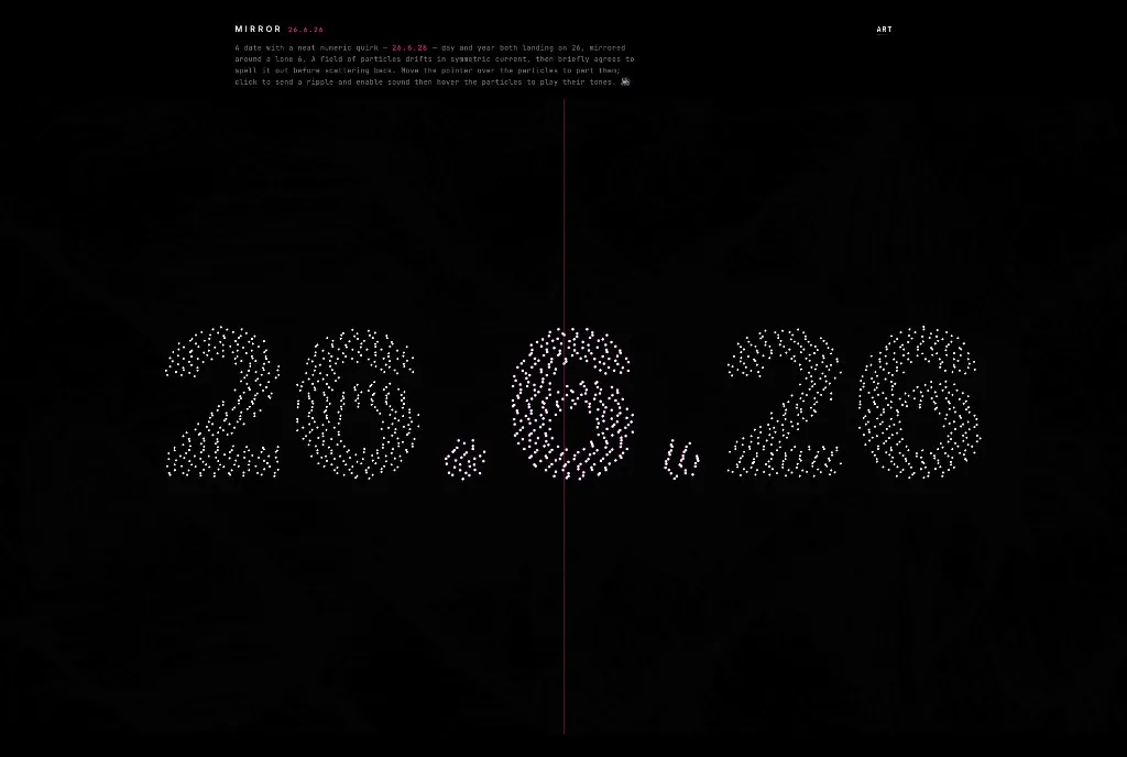 The particles briefly spelling 26.6.26