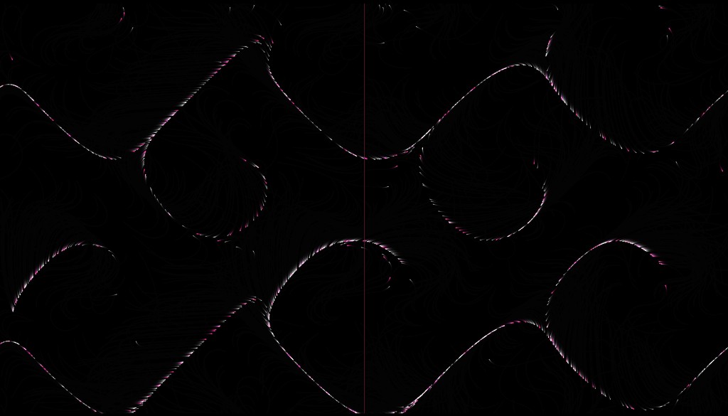 Mirrored flow ribbons drifting across the field