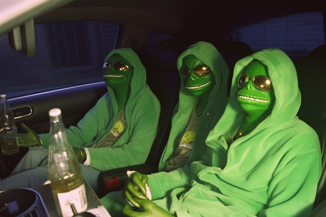 Frogs in a car