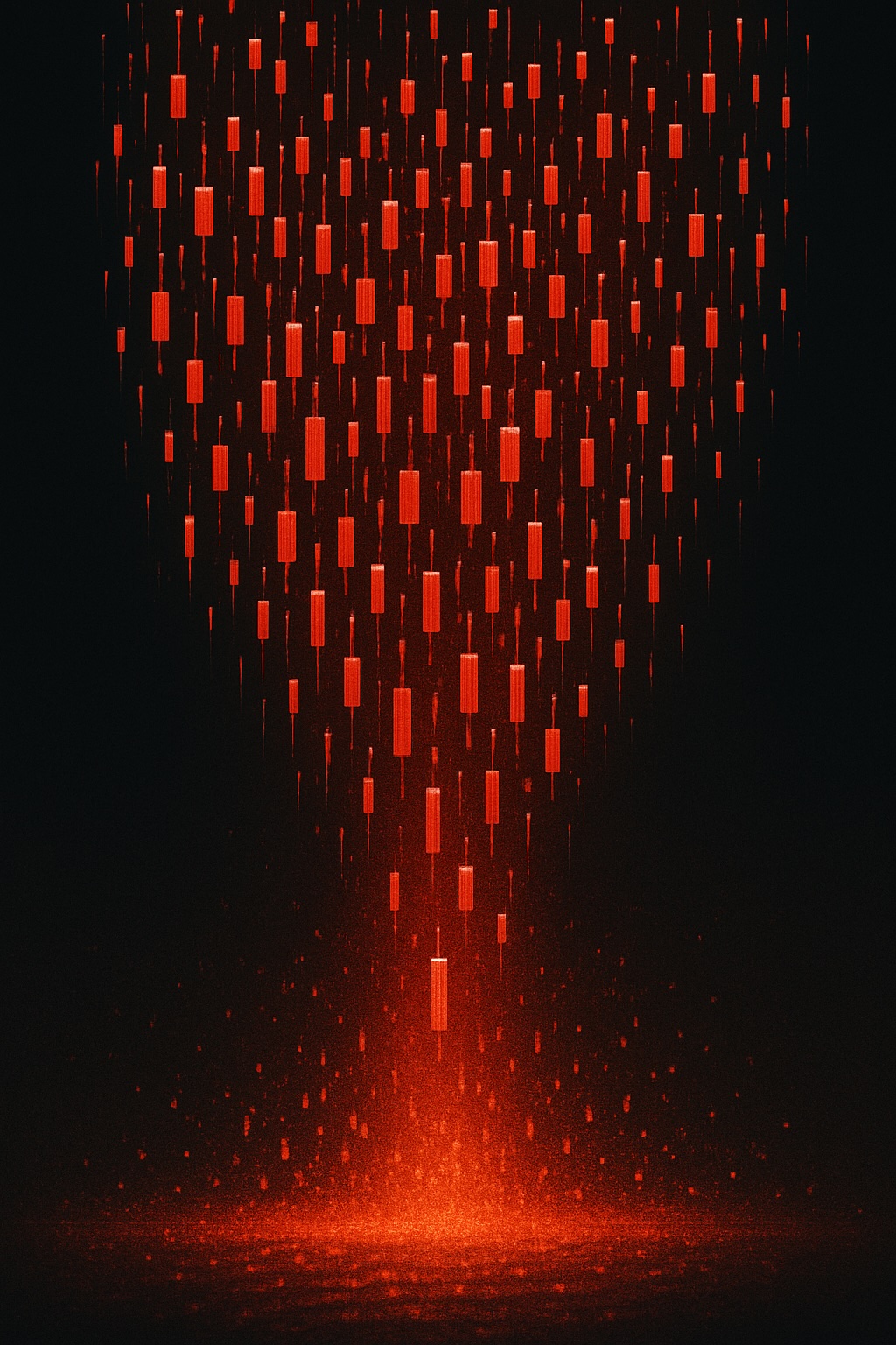 Red candles funneling downward