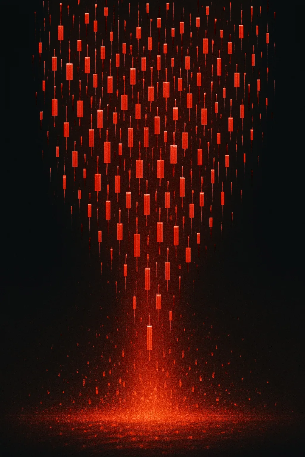 Red candles funneling downward